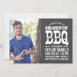 Rustic BBQ Graduation Party Invitation Kaart