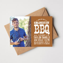 Rustic BBQ Graduation Party Invitation Kaart