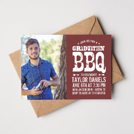 Rustic BBQ Graduation Party Invitation Kaart