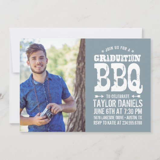Rustic BBQ Graduation Party Invitation Kaart (Voorkant)