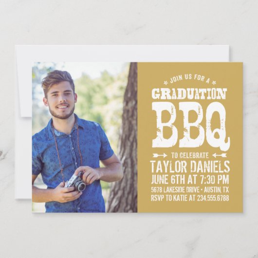 Rustic BBQ Graduation Party Invitation Kaart (Voorkant)