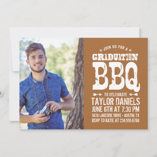 Rustic BBQ Graduation Party Invitation Kaart (Voorkant)