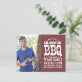 Rustic BBQ Graduation Party Invitation Uitnodiging Briefkaart (Staand voorkant)