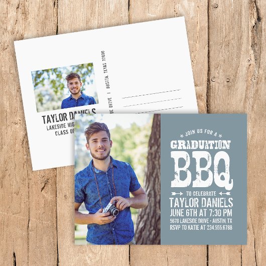 Rustic BBQ Graduation Party Invitation Uitnodiging Briefkaart