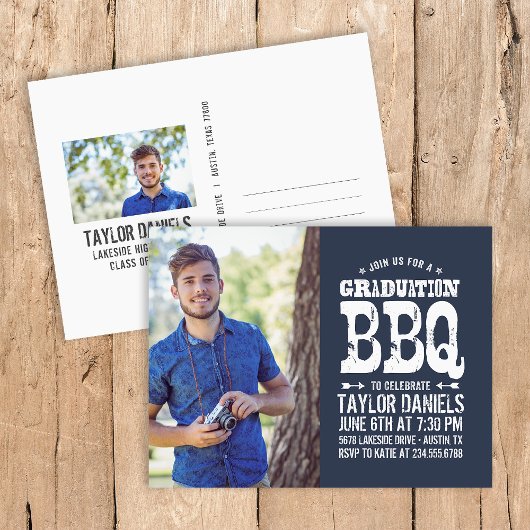 Rustic BBQ Graduation Party Invitation Uitnodiging Briefkaart
