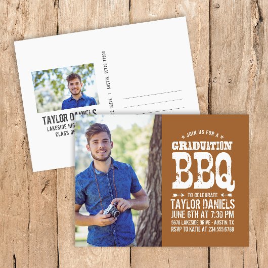 Rustic BBQ Graduation Party Invitation Uitnodiging Briefkaart