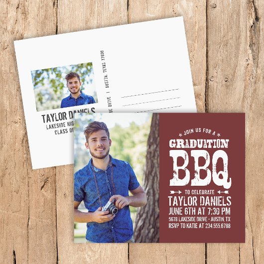 Rustic BBQ Graduation Party Invitation Uitnodiging Briefkaart