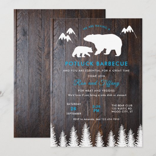 Rustic BBQ Wedding Kaart (Voorkant / Achterkant)