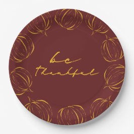 Rustic Be Thankful Pumpkin Lijst Thanksgiving Papieren Bordje
