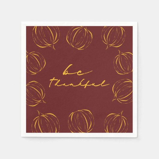 Rustic Be Thankful Pumpkin Lijst Thanksgiving Servet (Voorkant)
