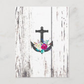 Rustic Beach Anchor & Bold Floral Save the Date Aankondigingskaart (Voorkant)