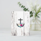 Rustic Beach Anchor & Bold Floral Save the Date Aankondigingskaart (Staand voorkant)