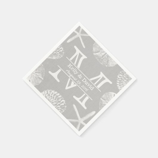 Rustic Beach bruiloft Monogram Laced Silver Servetten (Hoek)