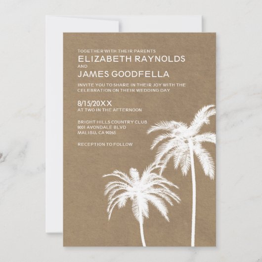 Rustic Beach Destination Wedding Invitations Kaart (Voorkant)