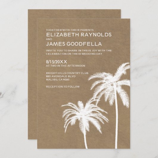 Rustic Beach Destination Wedding Invitations Kaart (Voorkant / Achterkant)