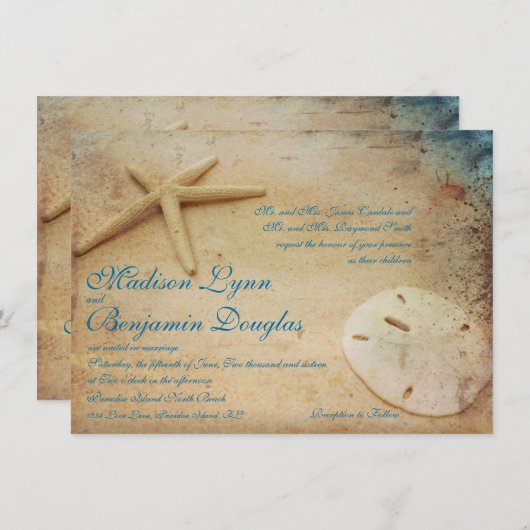 Rustic Beach Destination Wedding Invitations Kaart (Voorkant / Achterkant)