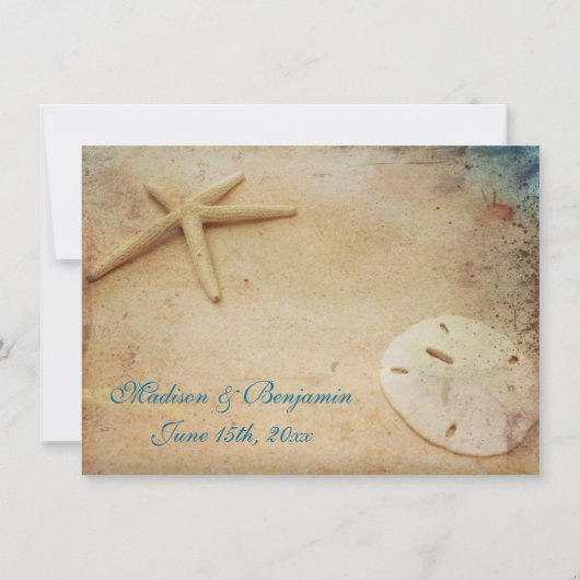 Rustic Beach Destination Wedding Invitations Kaart (Achterkant)