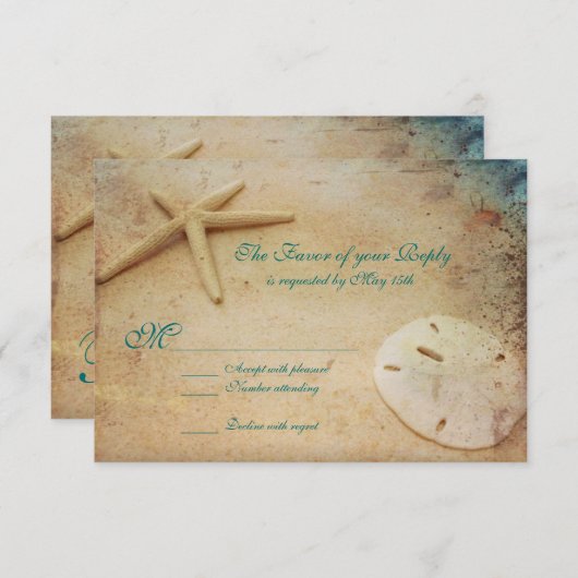 Rustic Beach Destination Wedding RSVP-kaarten RSVP Kaartje (Voorkant / Achterkant)