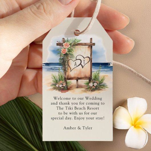 Rustic Beach Destination Wedding Welkomsttas Cadeaulabel