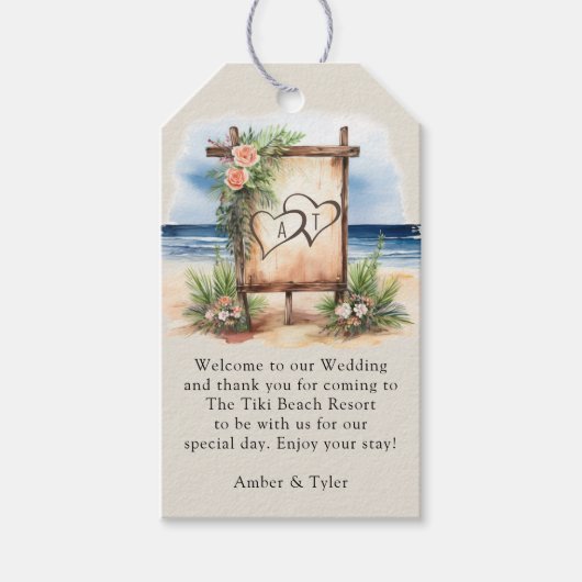 Rustic Beach Destination Wedding Welkomsttas Cadeaulabel (Voorkant)
