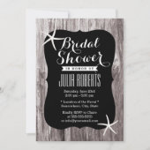 Rustic Beach Driftwood Bridal Shower Invitations Kaart (Voorkant)