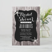 Rustic Beach Driftwood Bridal Shower Invitations Kaart (Staand voorkant)