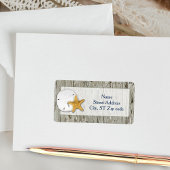 Rustic Beach Driftwood Sand Dollar Weddenschap Etiket