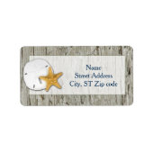 Rustic Beach Driftwood Sand Dollar Weddenschap Etiket (Voorkant)