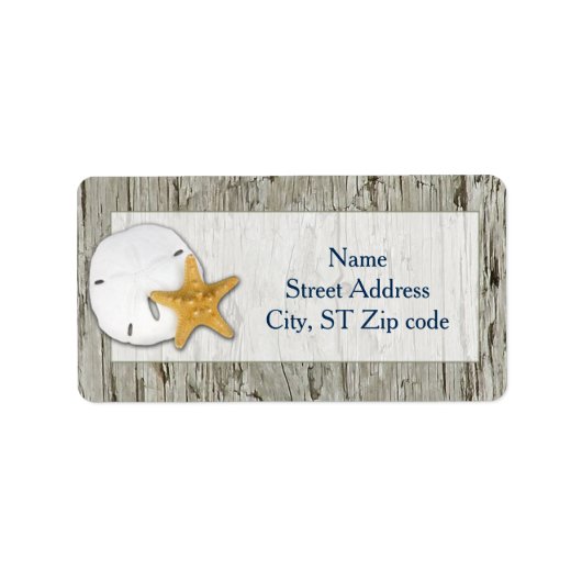 Rustic Beach Driftwood Sand Dollar Weddenschap Etiket (Voorkant)