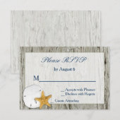Rustic Beach Driftwood Sand Dollar Wedding RSVP Kaartje (Voorkant / Achterkant)
