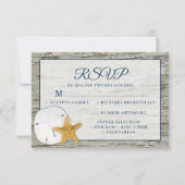Rustic Beach Driftwood Sand Dollar Wedding RSVP Kaartje (Voorkant)