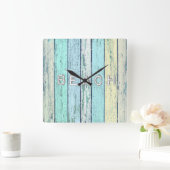 Rustic Beach Driftwood Vierkante Klok (Huis)