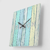Rustic Beach Driftwood Vierkante Klok (Hoek)