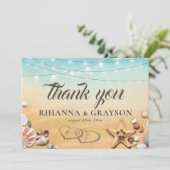 Rustic Beach Heart Shore bruiloft Dank u Bedankkaart (Staand voorkant)