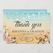 Rustic Beach Heart Shore bruiloft Dank u Bedankkaart (Voorkant / Achterkant)