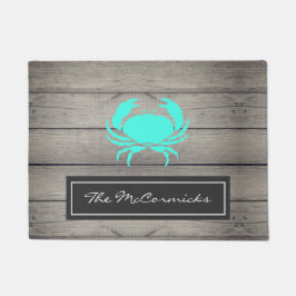 Rustic Beach House Blauwgroen Blue Crab Family Mon Deurmat