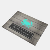 Rustic Beach House Blauwgroen Blue Crab Family Mon Deurmat (Schuin)