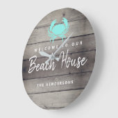 Rustic Beach House Coastal Personalized Grote Klok (Hoek)