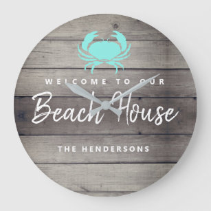 Rustic Beach House Coastal Personalized Grote Klok