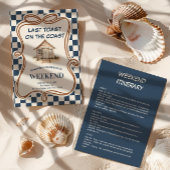 Rustic Beach Hut Coastal Gingham Bachelorette Kaart