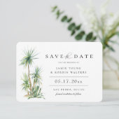 Rustic Beach Island Palm Save the Date Aankondiging (Staand voorkant)