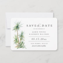 Rustic Beach Island Palm Save the Date