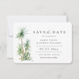 Rustic Beach Island Palm Save the Date Aankondiging