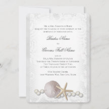 Rustic Beach Kant en Parel Uitnodiging