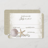 Rustic Beach Kant en Parels Reactie RSVP Kaartje (Voorkant / Achterkant)