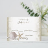 Rustic Beach Kant en Parels Reactie RSVP Kaartje (Staand voorkant)