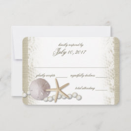 Rustic Beach Kant en Parels Reactie RSVP Kaartje