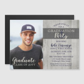 Rustic Beach Nautical Photo Graduparty Magnetische Uitnodiging (Voorkant / Achterkant)
