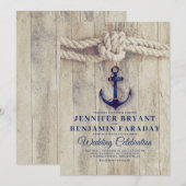 Rustic Beach - Nautische Marine Anker Huwelijk Kaart (Voorkant / Achterkant)