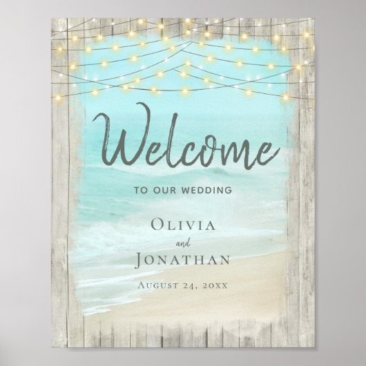 Rustic Beach Ocean Wedding Welcome Poster (Voorkant)